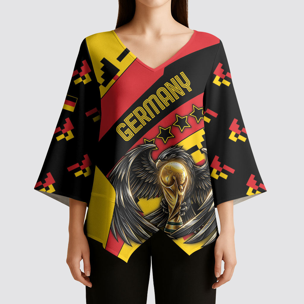 Custom Germany Football Kimono Sleeve Blouse Majestic Eagle And Gold Trophy Unique Style
