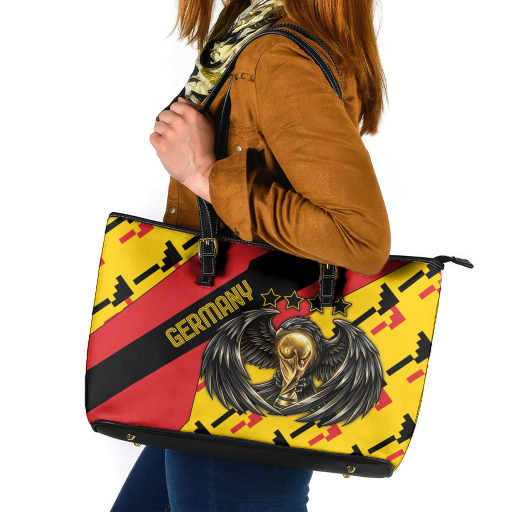 Germany Football Leather Tote Bag Majestic Eagle And Gold Trophy Unique Style