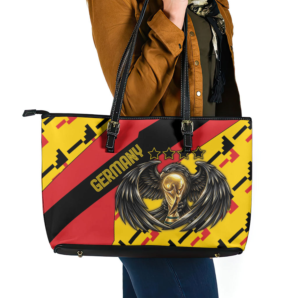 Germany Football Leather Tote Bag Majestic Eagle And Gold Trophy Unique Style