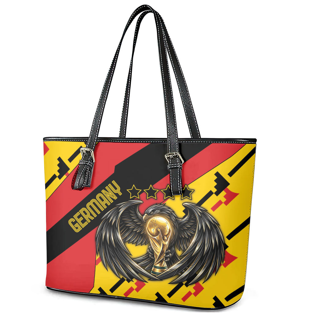 Germany Football Leather Tote Bag Majestic Eagle And Gold Trophy Unique Style