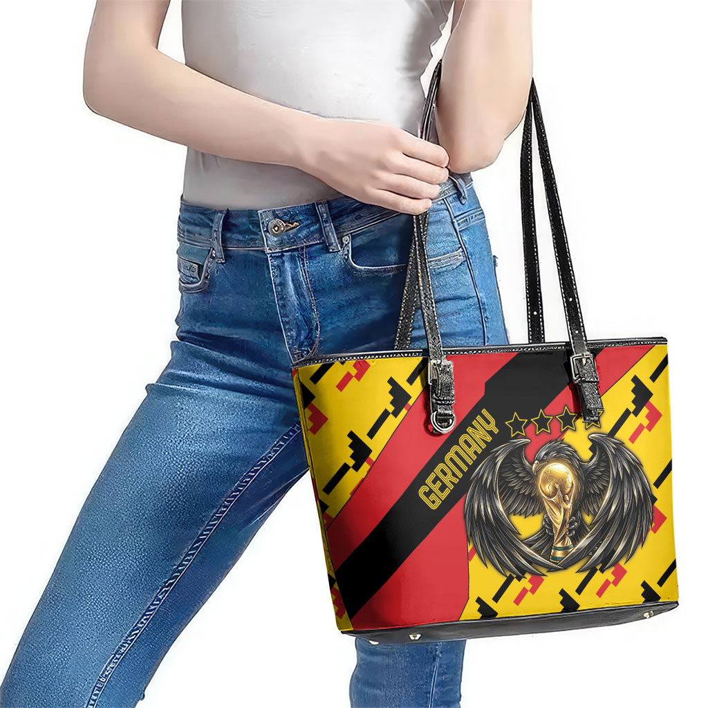 Germany Football Leather Tote Bag Majestic Eagle And Gold Trophy Unique Style