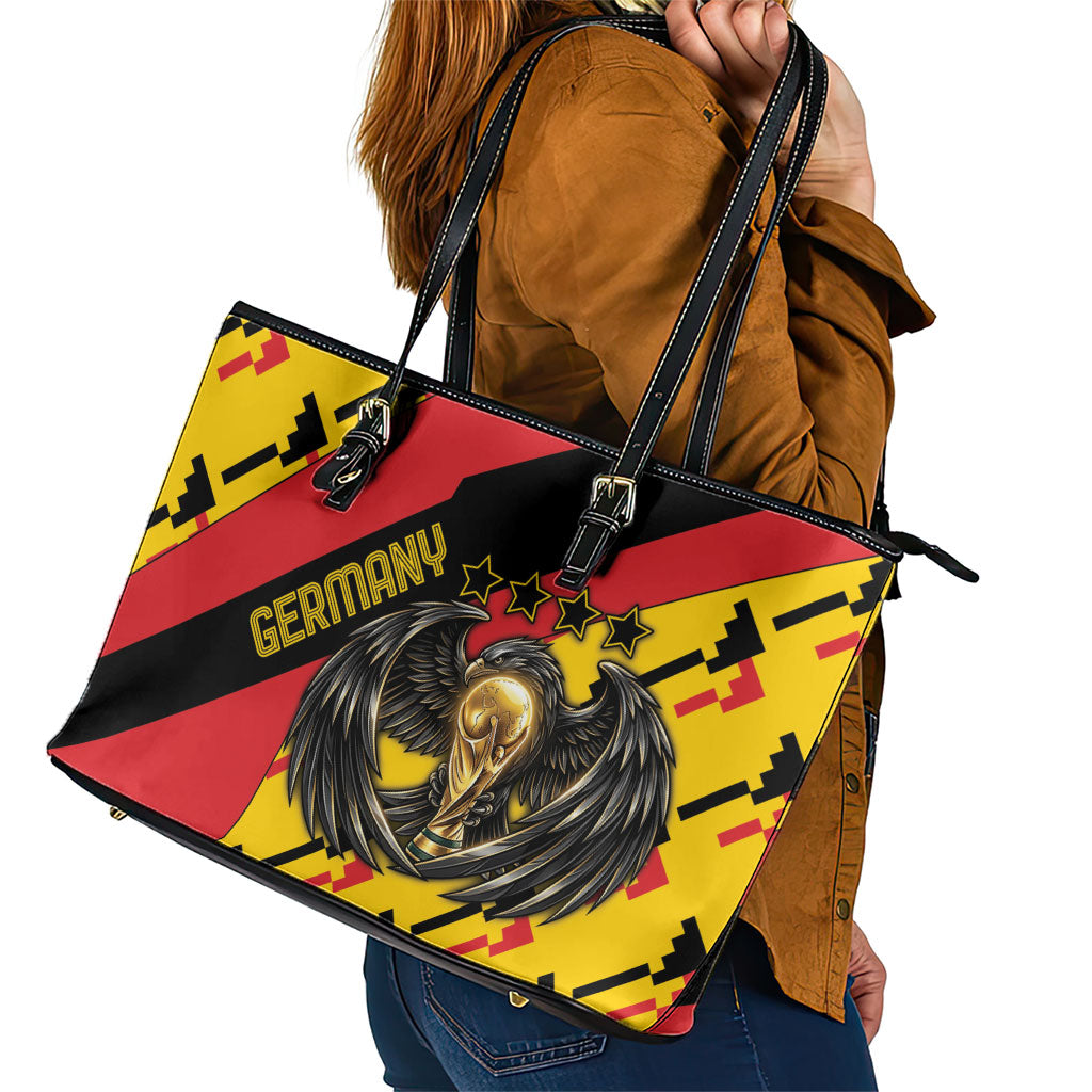Germany Football Leather Tote Bag Majestic Eagle And Gold Trophy Unique Style