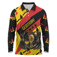 Custom Germany Football Long Sleeve Polo Shirt Majestic Eagle And Gold Trophy Unique Style