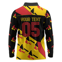 Custom Germany Football Long Sleeve Polo Shirt Majestic Eagle And Gold Trophy Unique Style