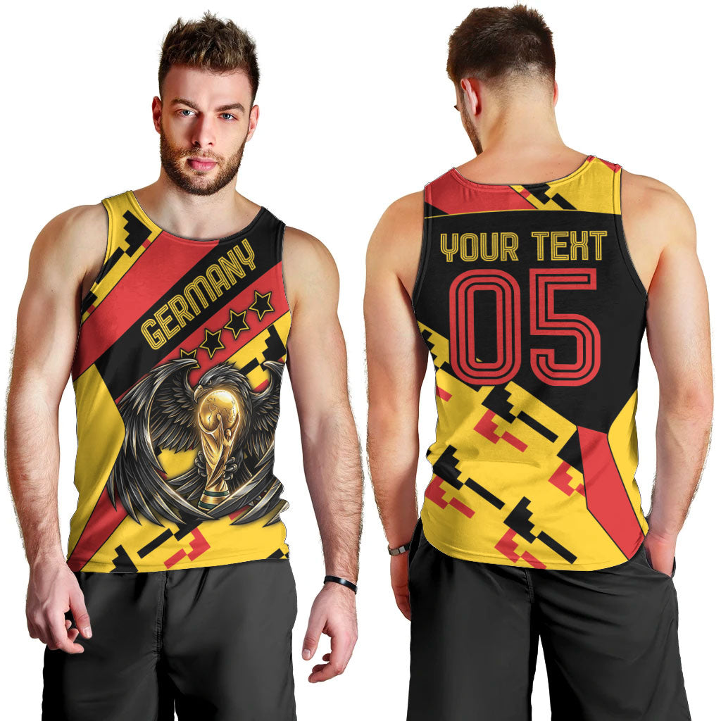 Custom Germany Football Men Tank Top Majestic Eagle And Gold Trophy Unique Style