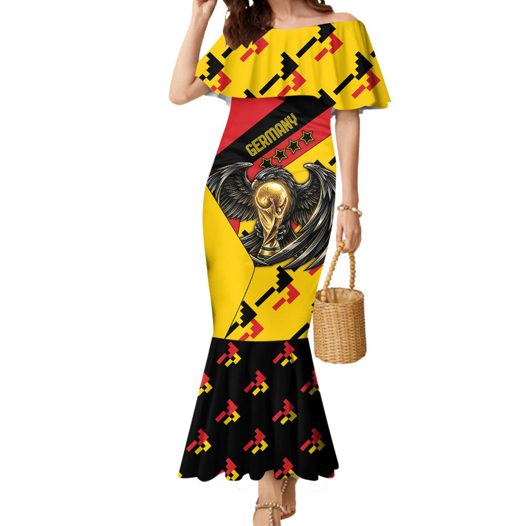 Custom Germany Football Mermaid Dress Majestic Eagle And Gold Trophy Unique Style