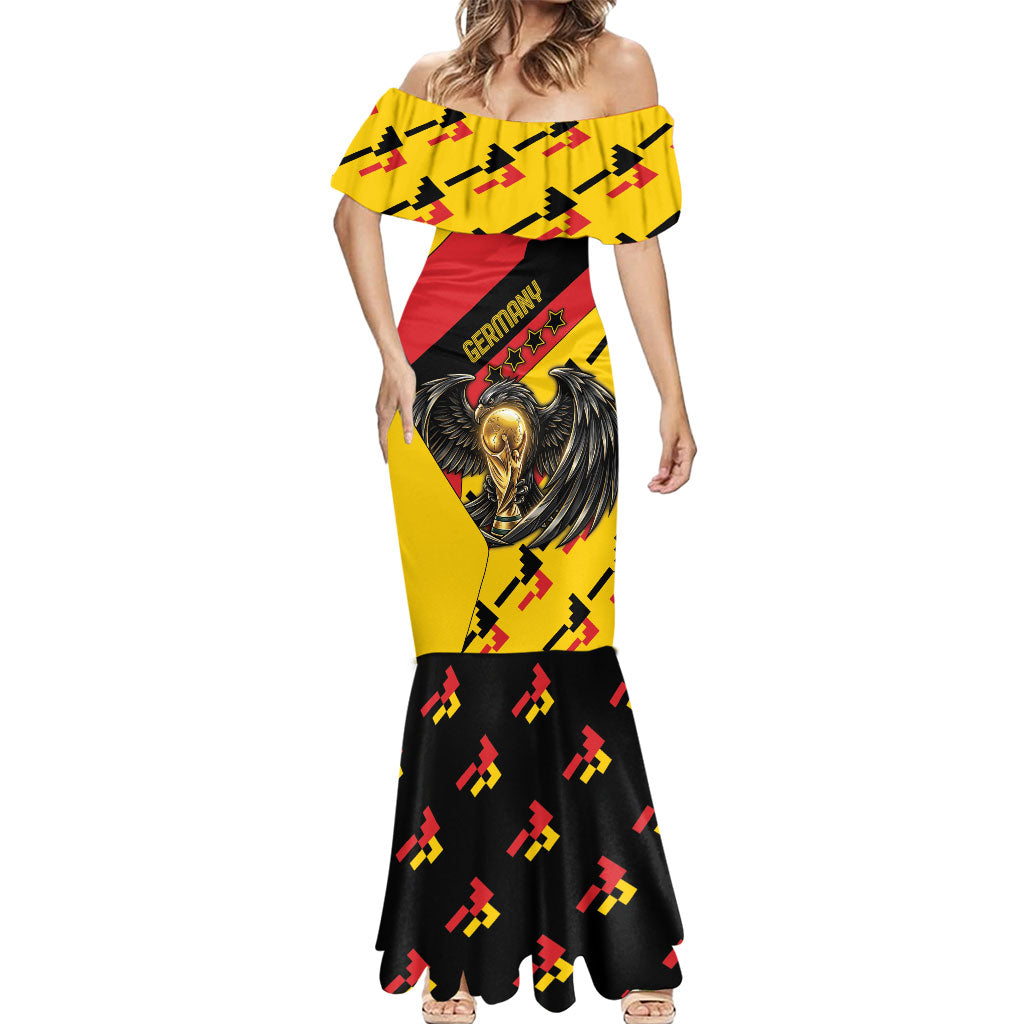 Custom Germany Football Mermaid Dress Majestic Eagle And Gold Trophy Unique Style