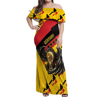 Custom Germany Football Off Shoulder Maxi Dress Majestic Eagle And Gold Trophy Unique Style