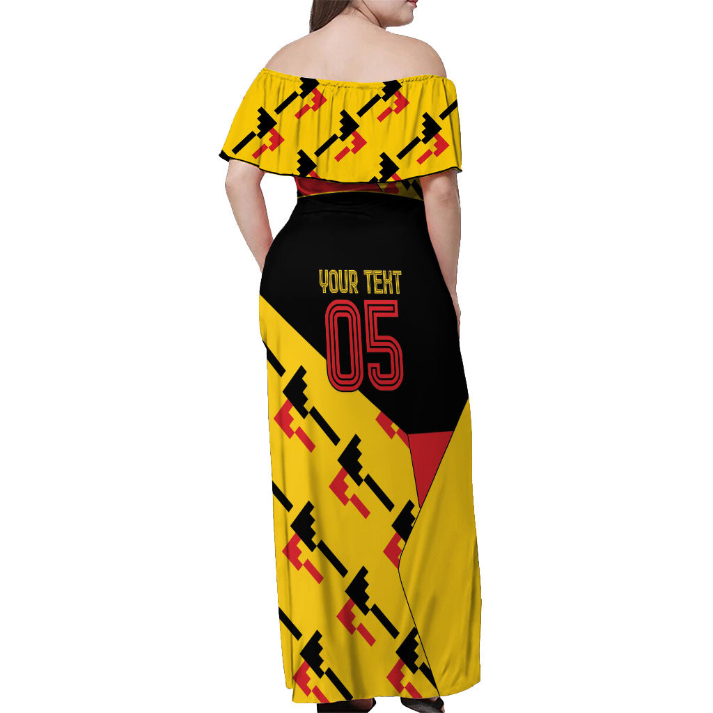 Custom Germany Football Off Shoulder Maxi Dress Majestic Eagle And Gold Trophy Unique Style