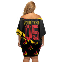 Custom Germany Football Off Shoulder Short Dress Majestic Eagle And Gold Trophy Unique Style
