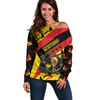Custom Germany Football Off Shoulder Sweater Majestic Eagle And Gold Trophy Unique Style