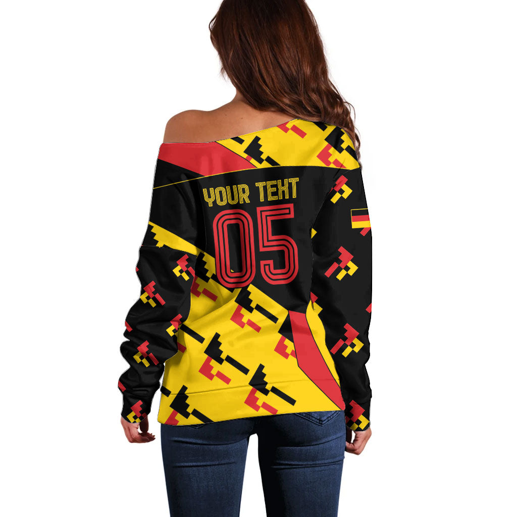 Custom Germany Football Off Shoulder Sweater Majestic Eagle And Gold Trophy Unique Style