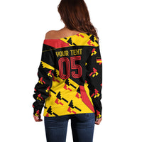 Custom Germany Football Off Shoulder Sweater Majestic Eagle And Gold Trophy Unique Style
