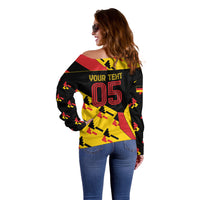 Custom Germany Football Off Shoulder Sweater Majestic Eagle And Gold Trophy Unique Style