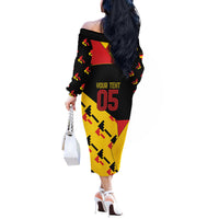 Custom Germany Football Off The Shoulder Long Sleeve Dress Majestic Eagle And Gold Trophy Unique Style