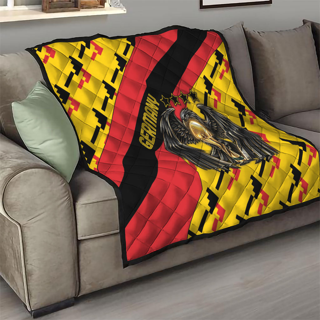 Germany Football Quilt Majestic Eagle And Gold Trophy Unique Style