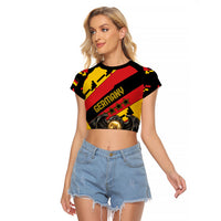 Custom Germany Football Raglan Cropped T Shirt Majestic Eagle And Gold Trophy Unique Style