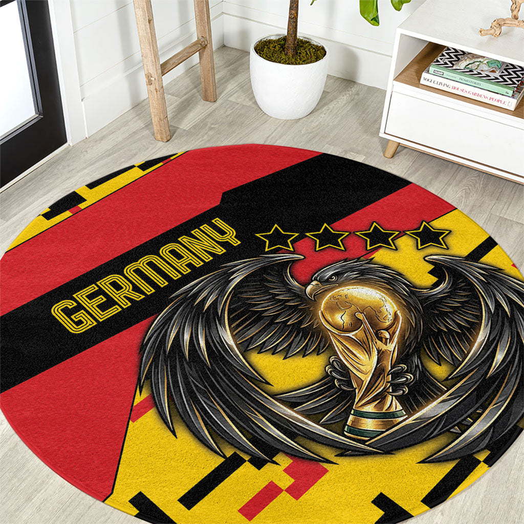 Germany Football Round Carpet Majestic Eagle And Gold Trophy Unique Style
