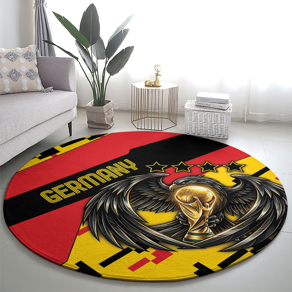 Germany Football Round Carpet Majestic Eagle And Gold Trophy Unique Style