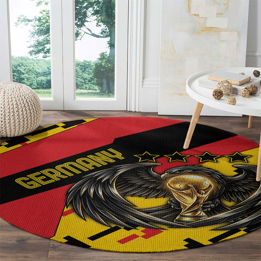Germany Football Round Carpet Majestic Eagle And Gold Trophy Unique Style