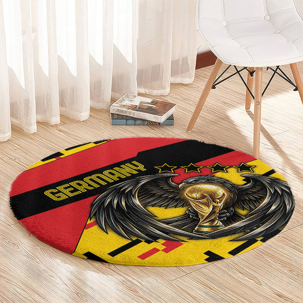 Germany Football Round Carpet Majestic Eagle And Gold Trophy Unique Style