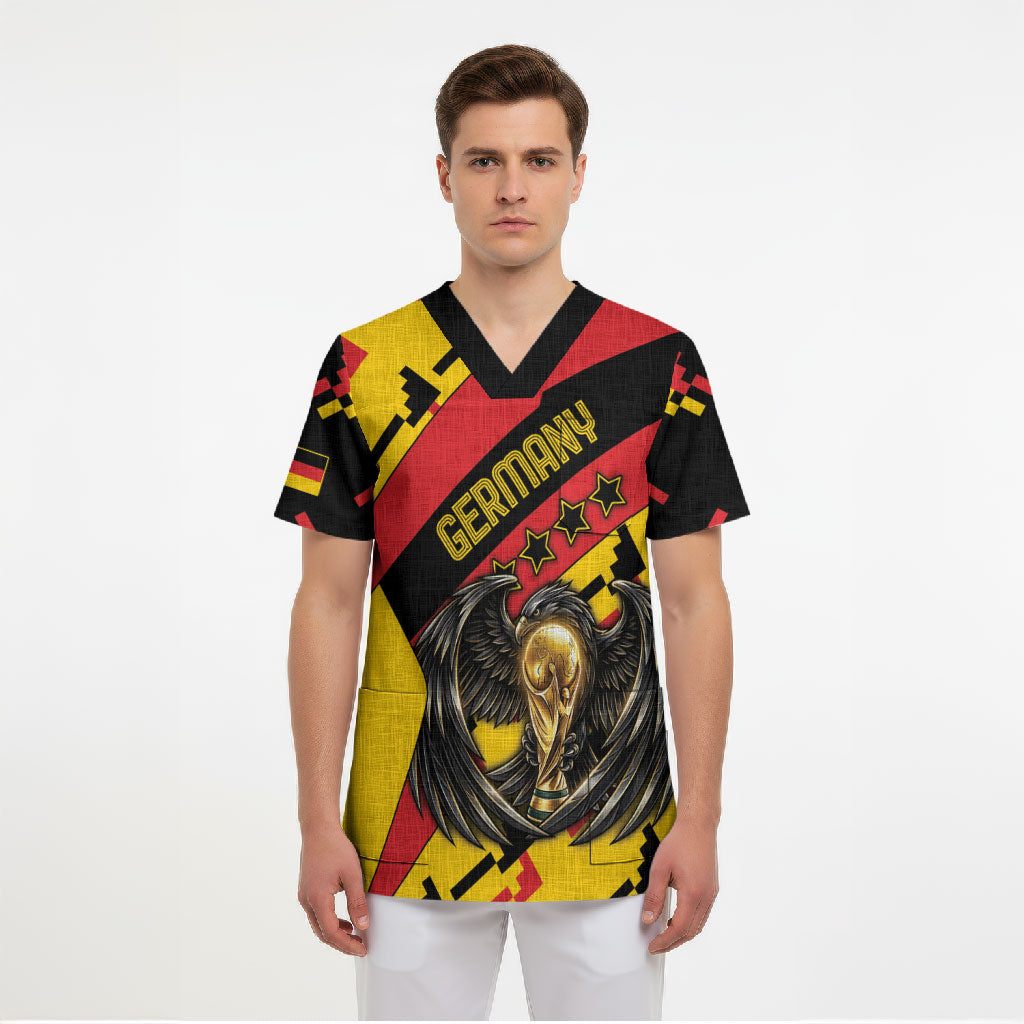 Custom Germany Football Scrub Top Majestic Eagle And Gold Trophy Unique Style