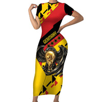 Custom Germany Football Short Sleeve Bodycon Dress Majestic Eagle And Gold Trophy Unique Style