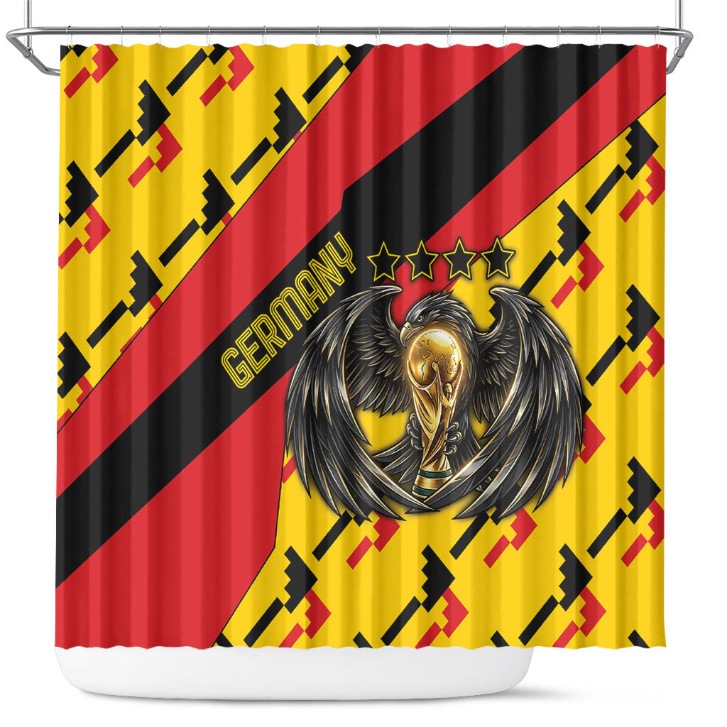 Germany Football Shower Curtain Majestic Eagle And Gold Trophy Unique Style