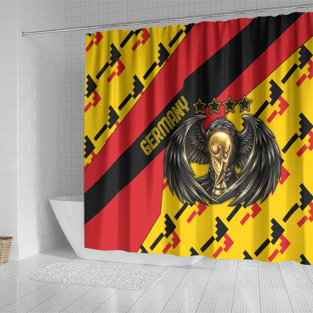 Germany Football Shower Curtain Majestic Eagle And Gold Trophy Unique Style