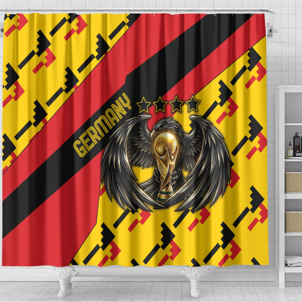Germany Football Shower Curtain Majestic Eagle And Gold Trophy Unique Style