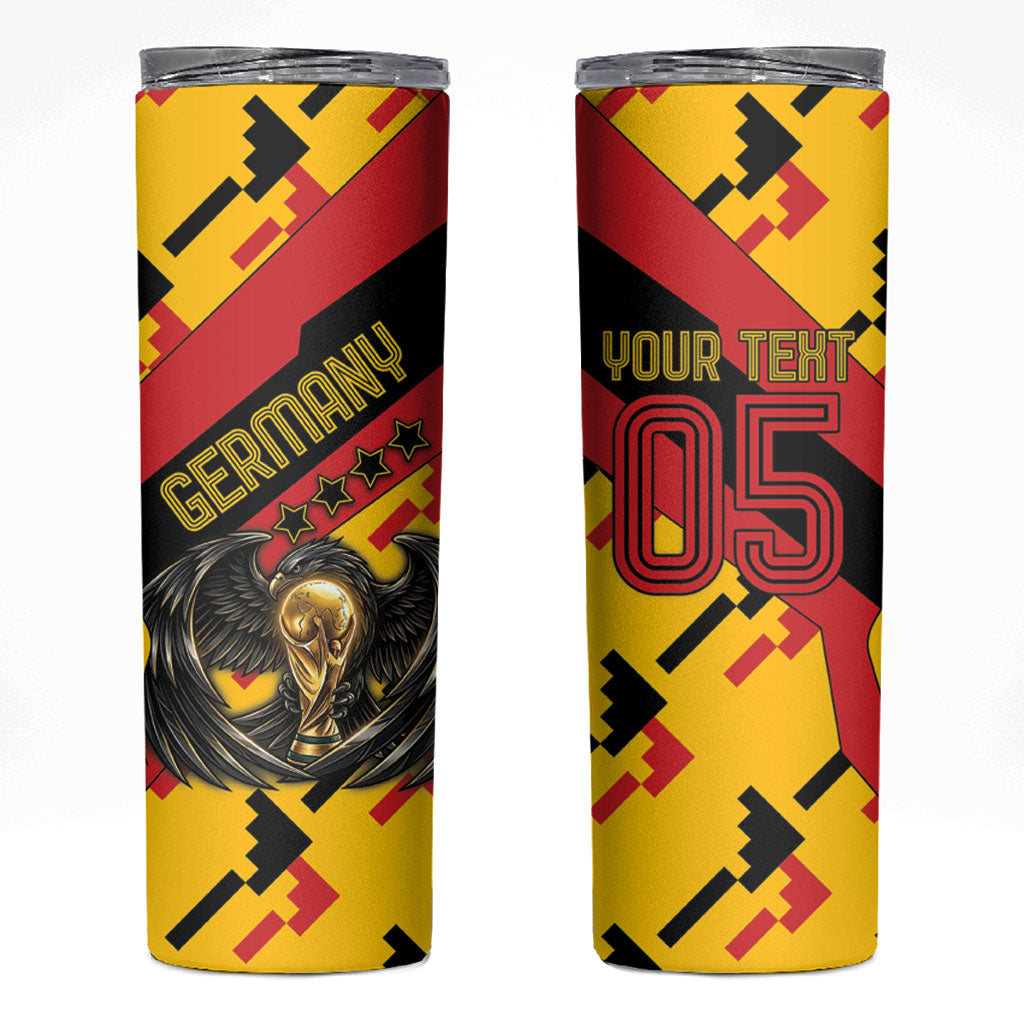 Custom Germany Football Skinny Tumbler Majestic Eagle And Gold Trophy Unique Style
