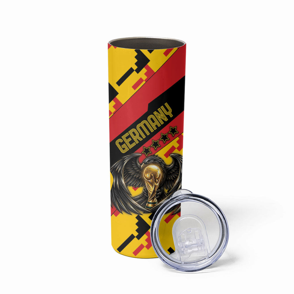 Custom Germany Football Skinny Tumbler Majestic Eagle And Gold Trophy Unique Style