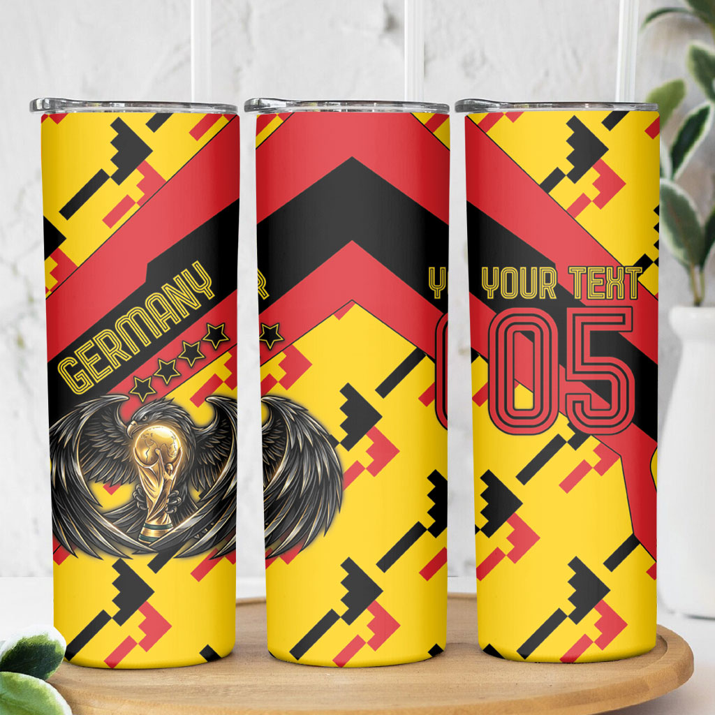Custom Germany Football Skinny Tumbler Majestic Eagle And Gold Trophy Unique Style