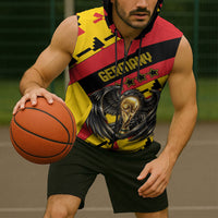 Custom Germany Football Sleeveless Zip Hoodie Majestic Eagle And Gold Trophy Unique Style