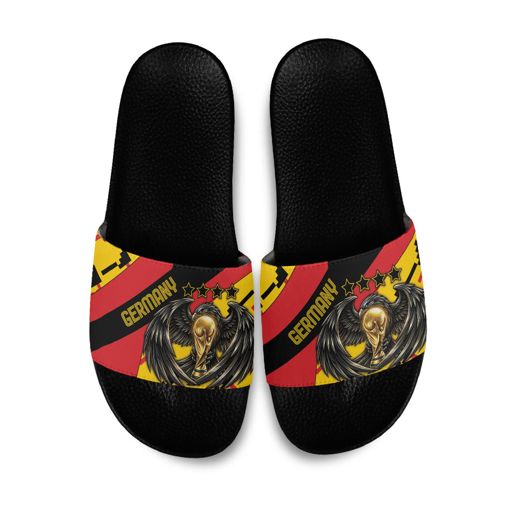 Germany Football Slide Sandals Majestic Eagle And Gold Trophy Unique Style