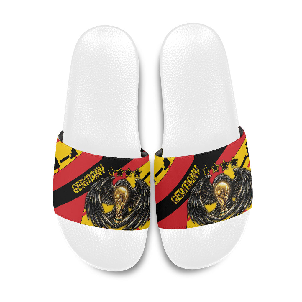 Germany Football Slide Sandals Majestic Eagle And Gold Trophy Unique Style