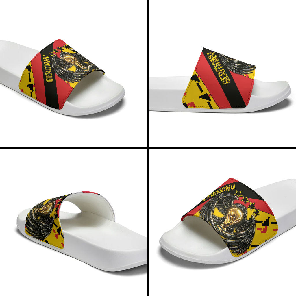 Germany Football Slide Sandals Majestic Eagle And Gold Trophy Unique Style