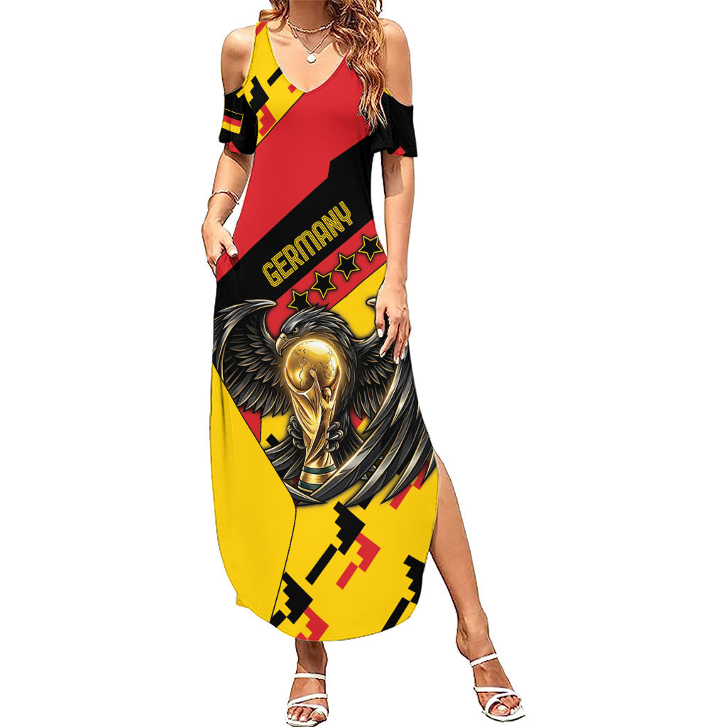 Custom Germany Football Summer Maxi Dress Majestic Eagle And Gold Trophy Unique Style