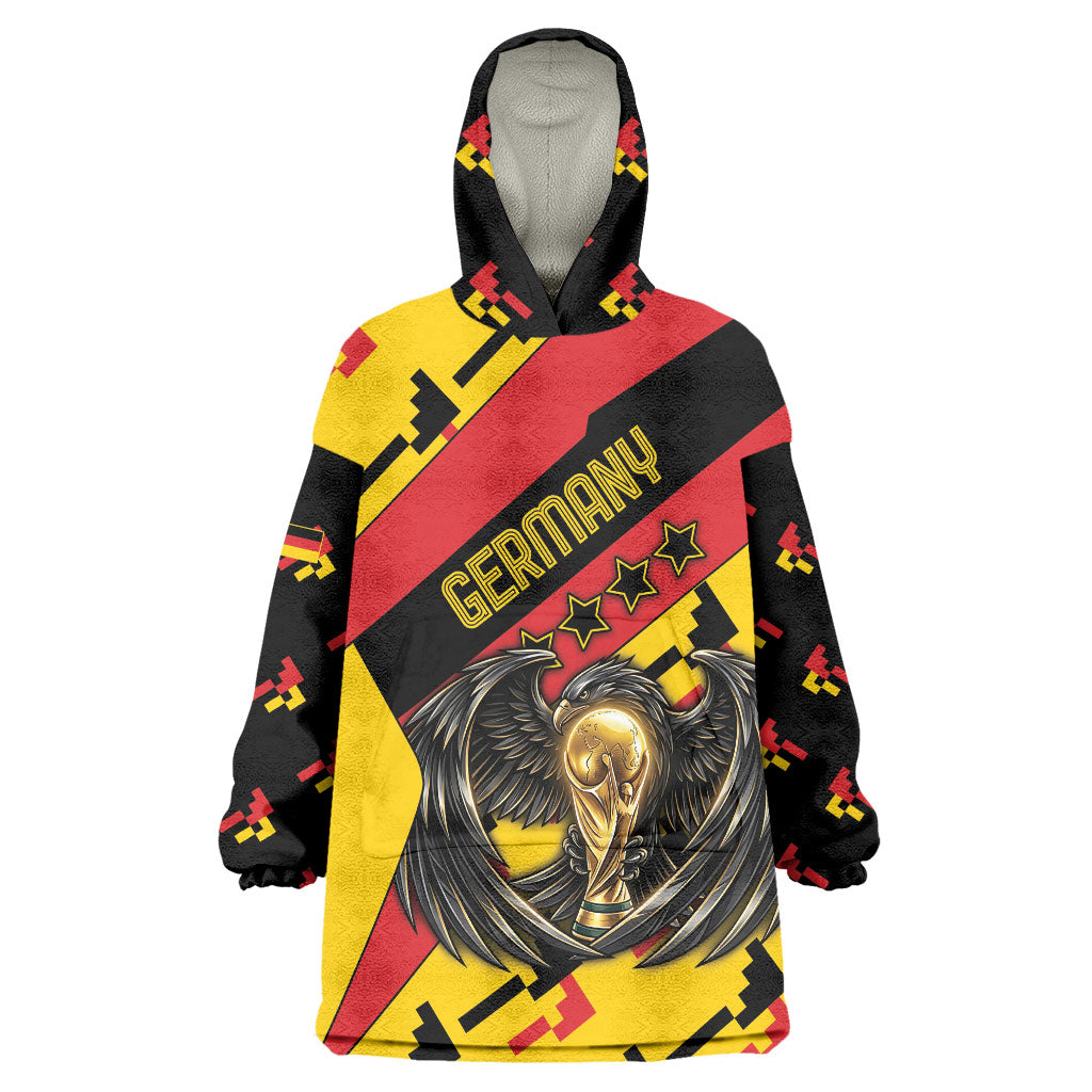 Custom Germany Football Wearable Blanket Hoodie Majestic Eagle And Gold Trophy Unique Style
