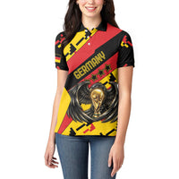 Custom Germany Football Women Polo Shirt Majestic Eagle And Gold Trophy Unique Style