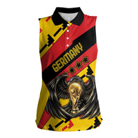 Custom Germany Football Women Sleeveless Polo Shirt Majestic Eagle And Gold Trophy Unique Style