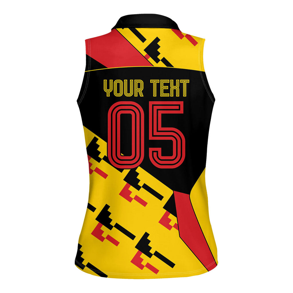Custom Germany Football Women Sleeveless Polo Shirt Majestic Eagle And Gold Trophy Unique Style