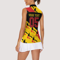 Custom Germany Football Women Sleeveless Polo Shirt Majestic Eagle And Gold Trophy Unique Style