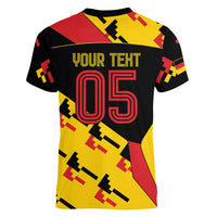 Custom Germany Football Women V-Neck T-Shirt Majestic Eagle And Gold Trophy Unique Style