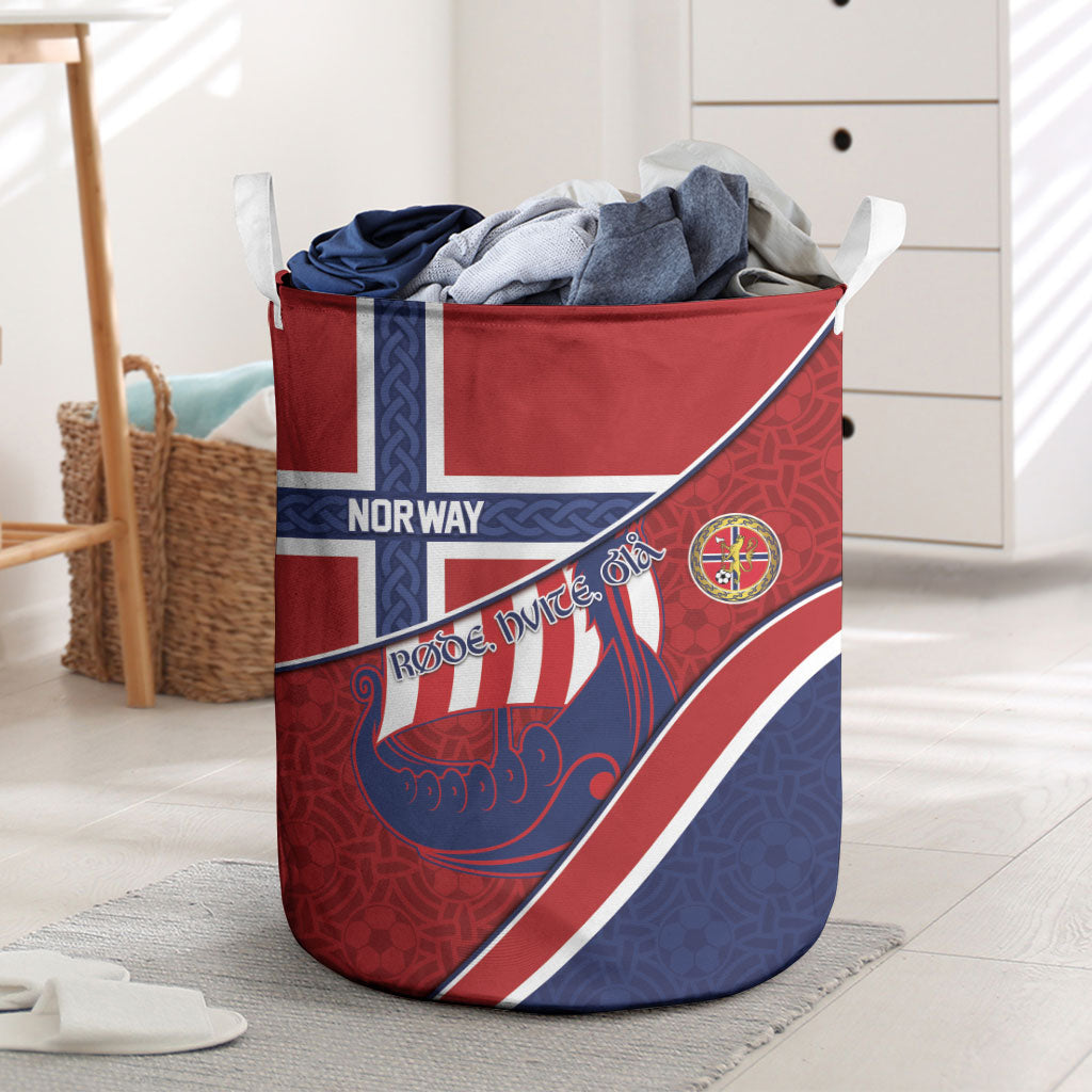 Norway Football Laundry Basket Viking Ship Nordic Patterns