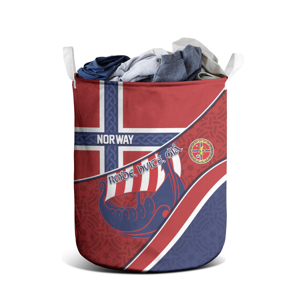 Norway Football Laundry Basket Viking Ship Nordic Patterns