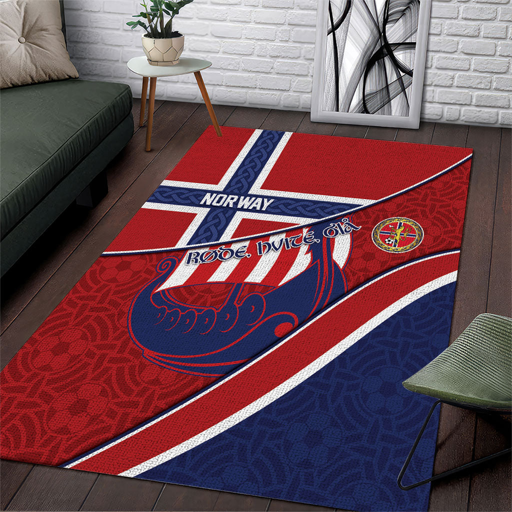 Norway Football Area Rug Viking Ship Nordic Patterns