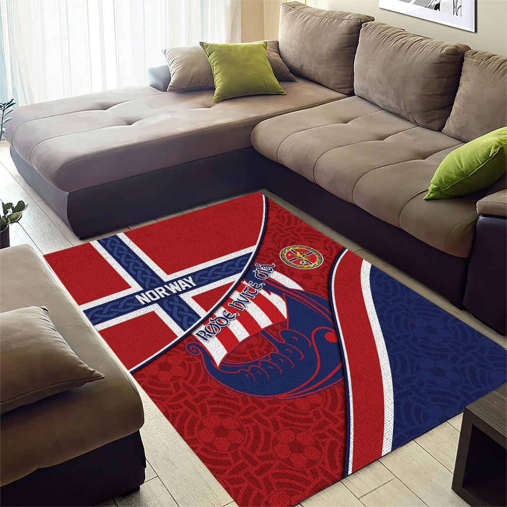 Norway Football Area Rug Viking Ship Nordic Patterns