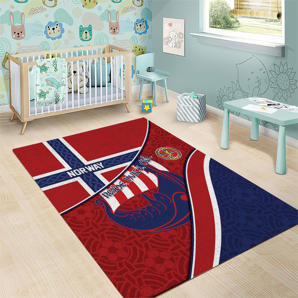 Norway Football Area Rug Viking Ship Nordic Patterns