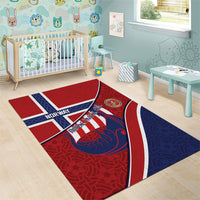 Norway Football Area Rug Viking Ship Nordic Patterns